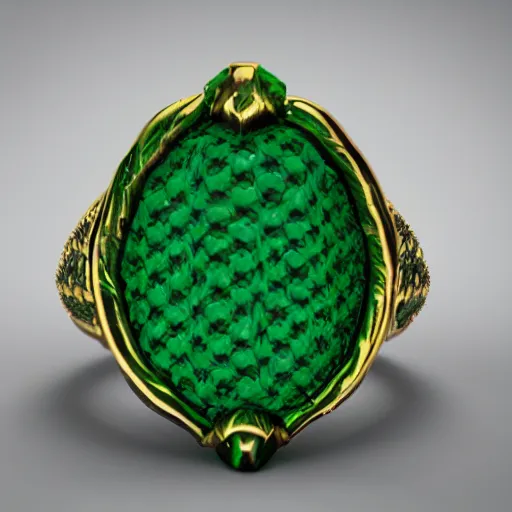 Image similar to ornate emerald dragon ring +4k, unreal engine, octane render,