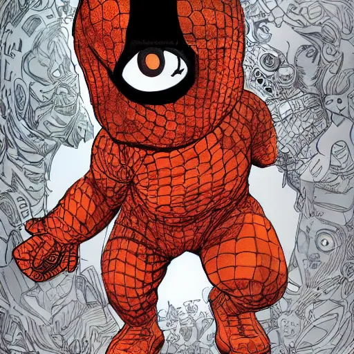 Prompt: A Cherub wearing an orange balaclava, marvel comics, dark, intricate, highly detailed, smooth, artstation, digital illustration by Todd McFarlane