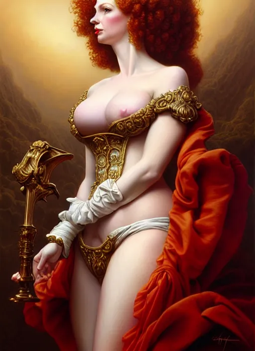 Image similar to christina hendricks dressed as napoleon, baroque painting, intricate, elegant, highly detailed, centered, digital painting, artstation, concept art, smooth, sharp focus, illustration, artgerm, tomasz alen kopera, peter mohrbacher, donato giancola, joseph christian leyendecker, wlop, boris vallejo