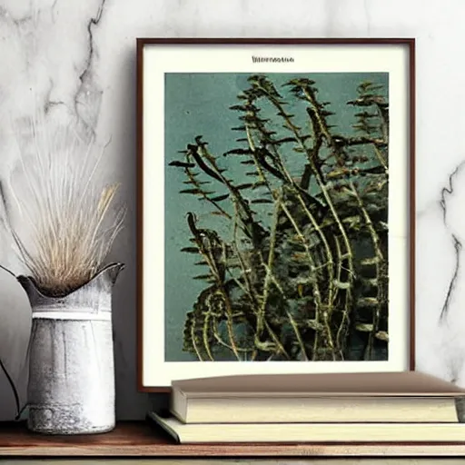 Image similar to a vintage natural science educational poster with Fucus vesiculosus