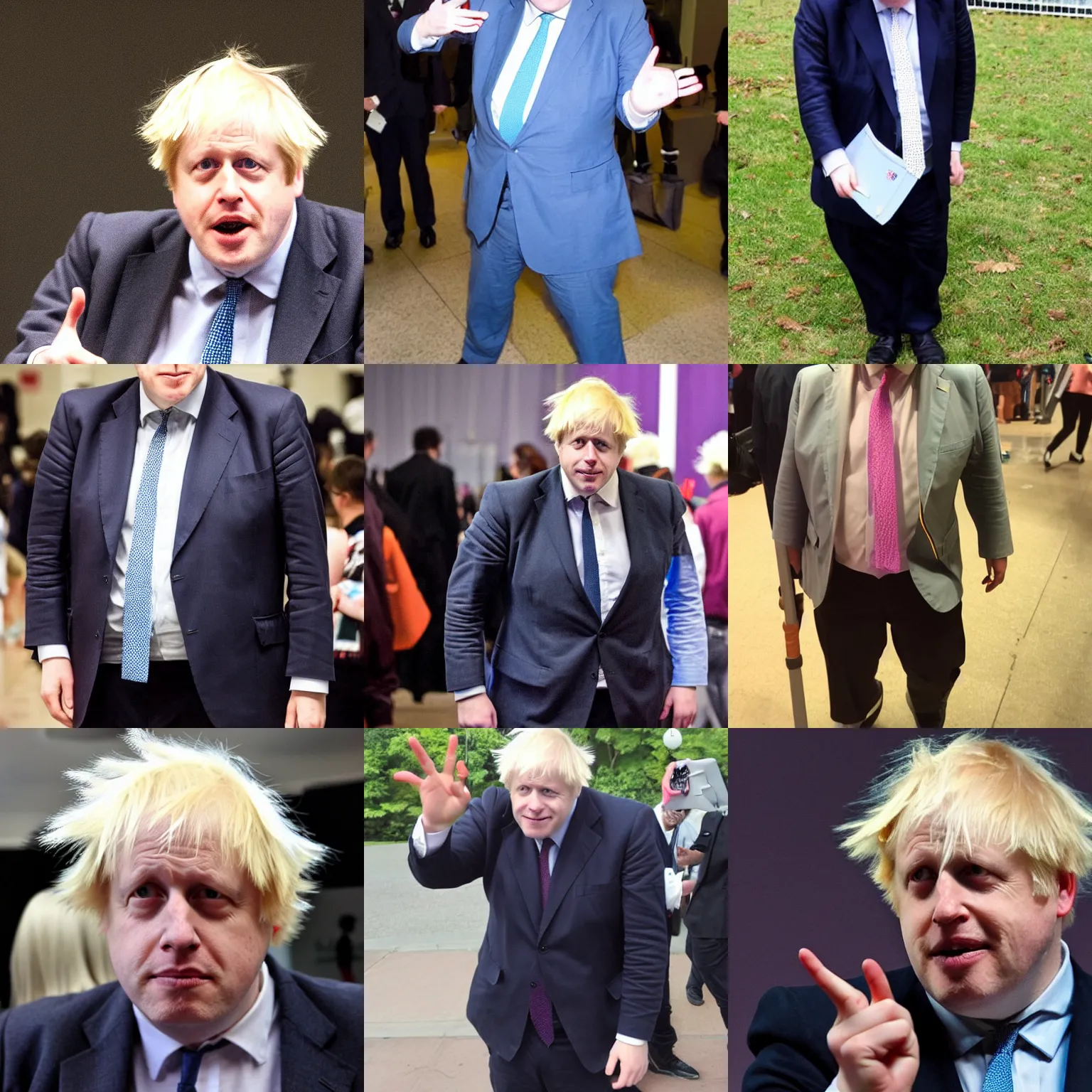 Prompt: boris johnson cosplaying at an anime convention