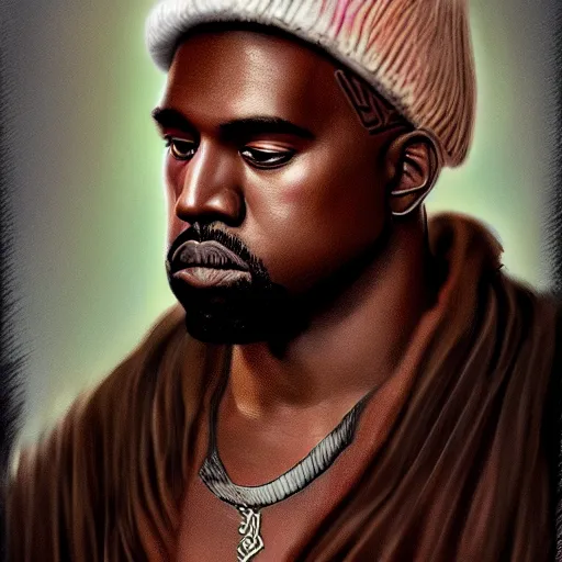 Image similar to [ important ] kanye west as a jojol,, fantasy, intricate, highly detailed, anime, digital painting, artstation, illustration, concept art, smooth, sharp focus