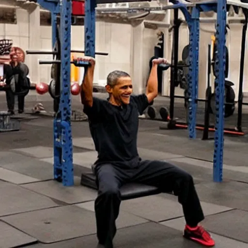 Image similar to obama lifting weights really strong