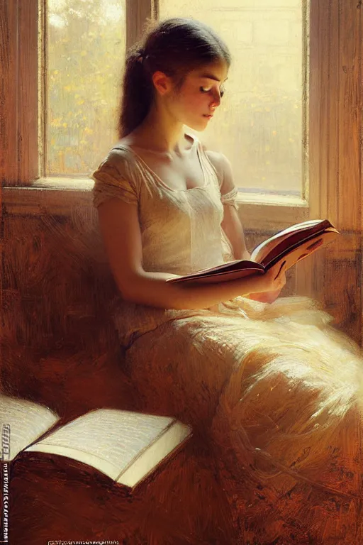 Image similar to a portrait of a girl reading a book, highly detailed, by gaston bussiere, bayard wu, greg rutkowski, odd nerdrum, maxim verehin, realism, dan dos santos, masterpiece, sharp focus, cinematic lightning