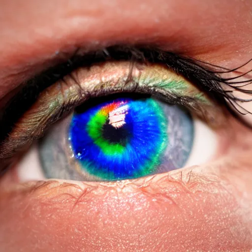 Image similar to eye with rainbow coloured cornea