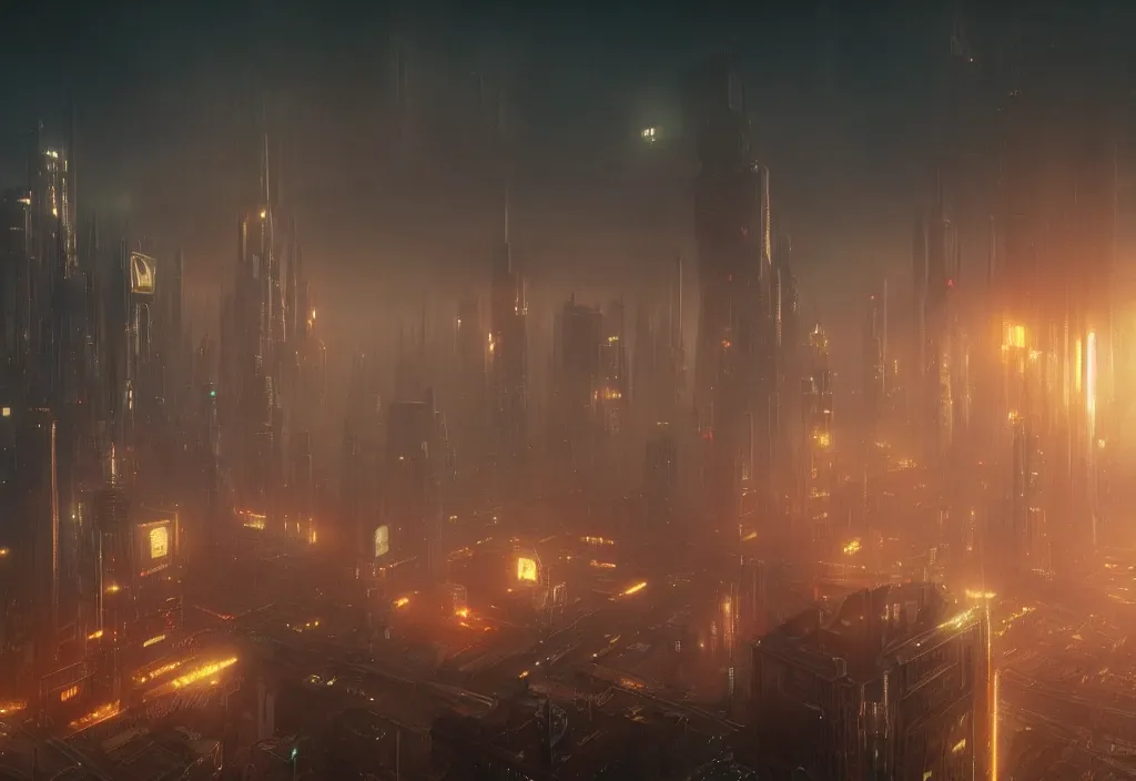 Image similar to a dramatic epic ethereal stunning beautiful and insanely detailed matte painting of a Blade Runner movie still, lens flares, atmospheric and vaporwave composition, digital art by John Martin and Simon Stalenhag, winning-award masterpiece, fantasy, octane render, 8K HD Resolution, High quality image