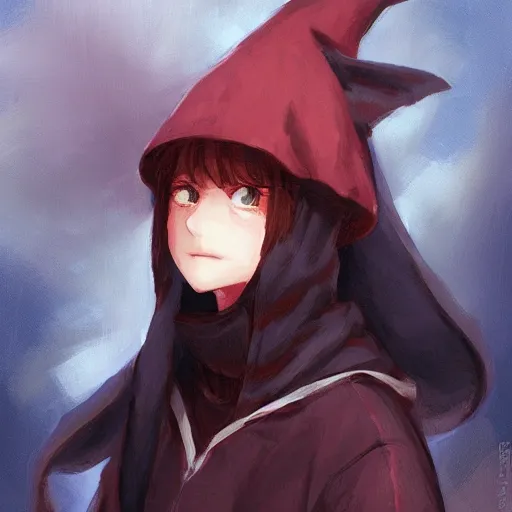 portrait of a witch fire with hoodie by Krenz Cushart | Stable ...