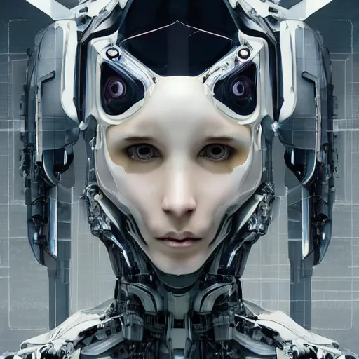 Image similar to eva elfie as a chimeric hybrid organism, pale white skin, waist up portrait, biomechanical flesh, ex machina, organic steel, highly detailed, mendelbrot fractal, trending on artstation, cyberpunk transhumanist, ghost in the shell, octane render uhd 4k