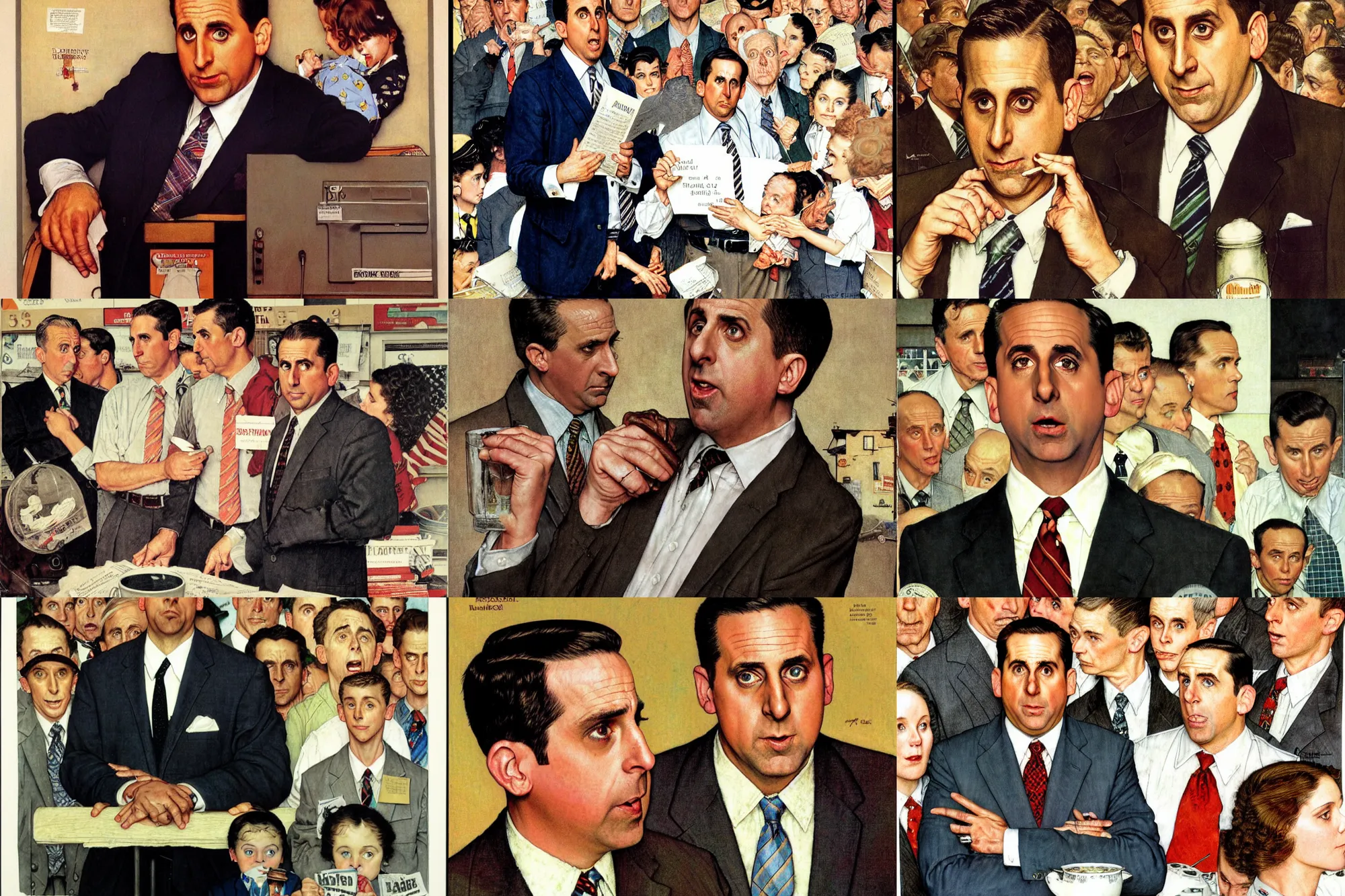 Prompt: michael scott by norman rockwell