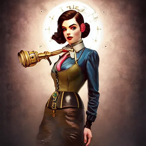 Image similar to Lofi Steampunk BioShock portrait, Pixar style, by Tristan Eaton Stanley Artgerm and Tom Bagshaw.