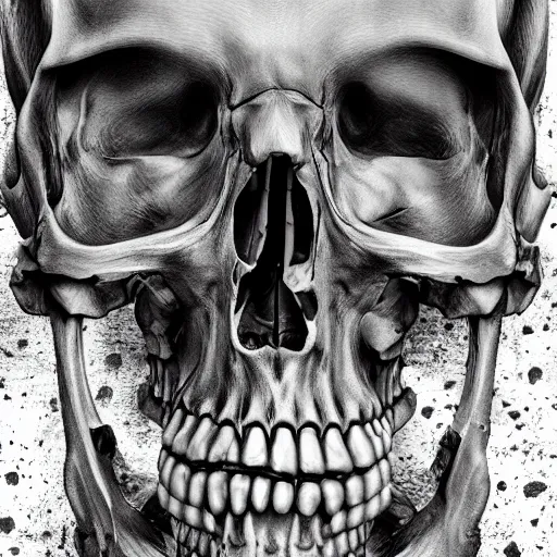 Image similar to hyper realistic prismatic death twisted skeletons greyscale