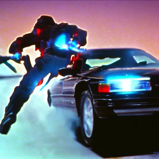 Image similar to film still from the 1995 movie 'Future Ignition'. Exciting action scene. Sigma 85mm f/8