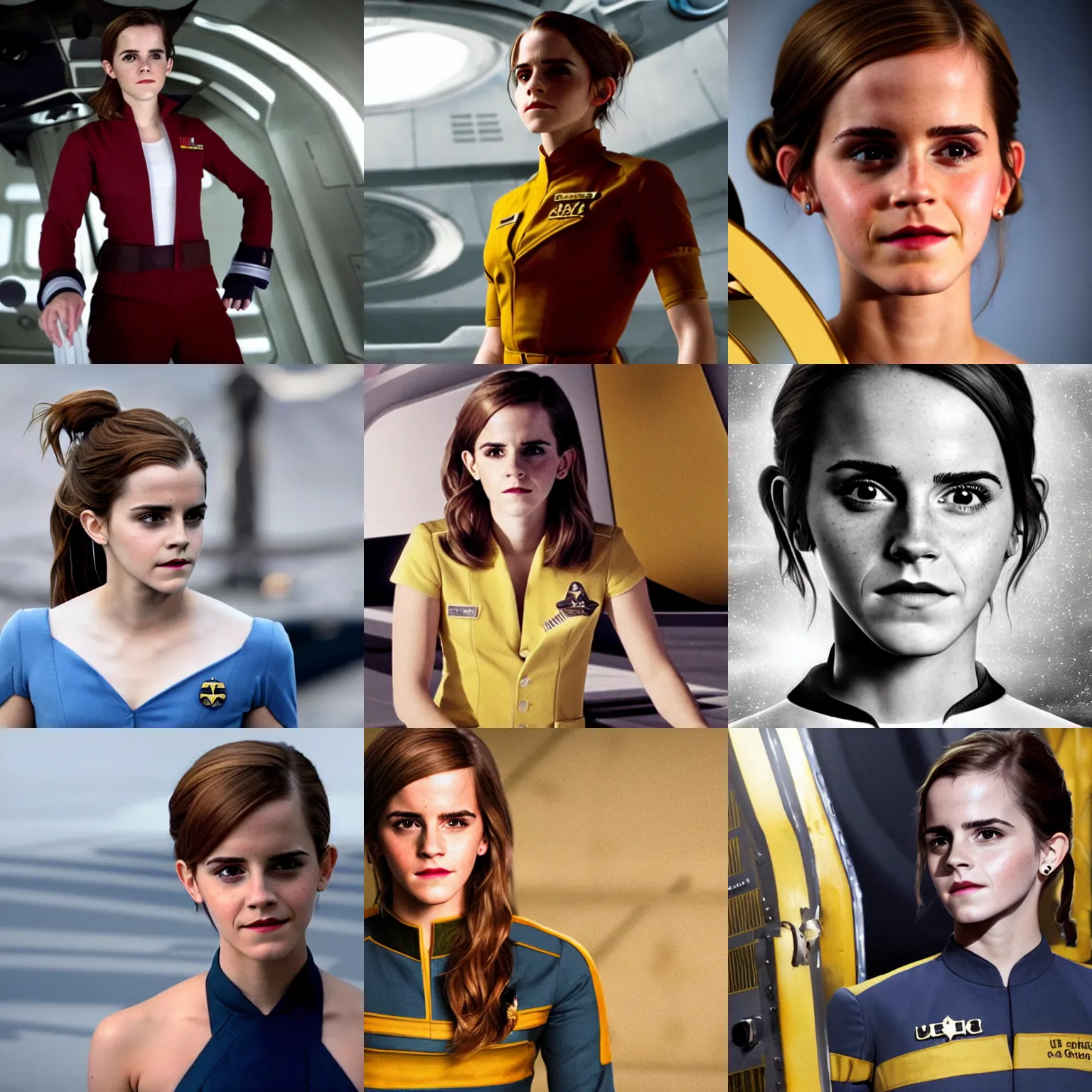Prompt: emma watson as the captain of the USS enterprise
