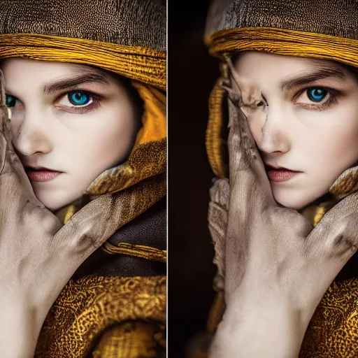 Prompt: stunning beautiful portrait photography of medieval thieve from national geographic award winning, dramatic lighting, taken with canon 5d mk4, sigma art lens