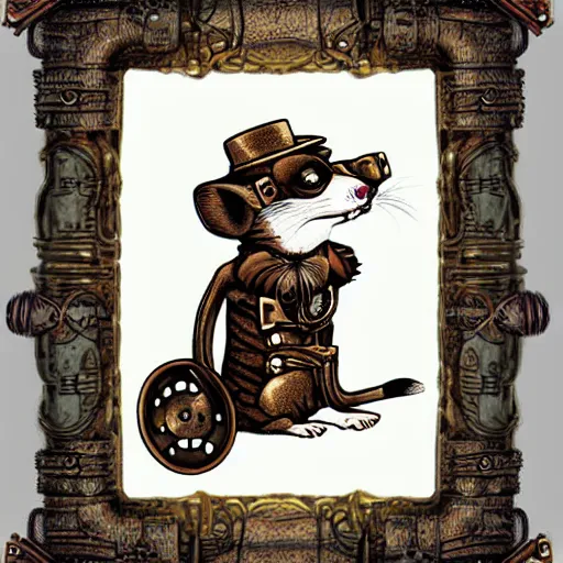 Image similar to steampunk ferret, art