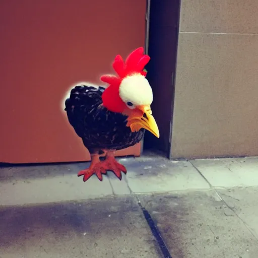 Image similar to photography cute chicken dressed as an inmate