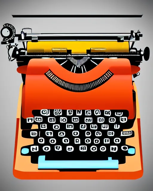 Image similar to artdeco illustration digital art typewriter. retro. colorful pastel. 3 d.