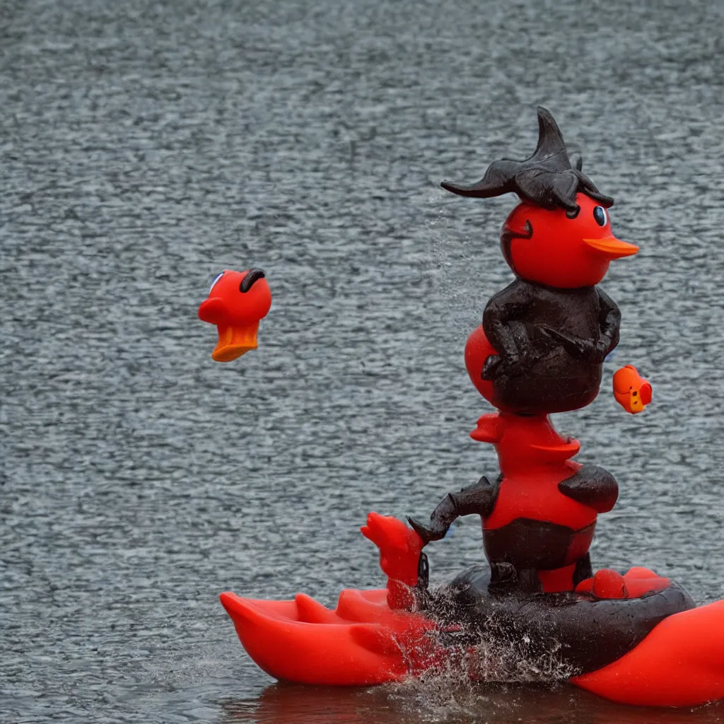 Prompt: devil riding rubber duck