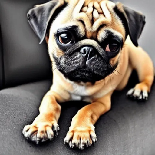 Image similar to A dog mixed with a pug and a dachshund. More Dachshund than Pug.