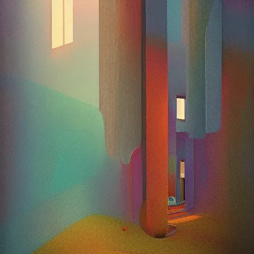 Prompt: beautiful colourful scene. digital artwork by vincent bons, michael whelan, beeple, remedios varo and gerardo dottori. grainy and rough. interesting pastel colour palette. beautiful light. oil and water colour based on high quality render.