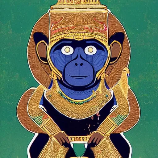 Image similar to monkey wearing pharaonic clothes clothes