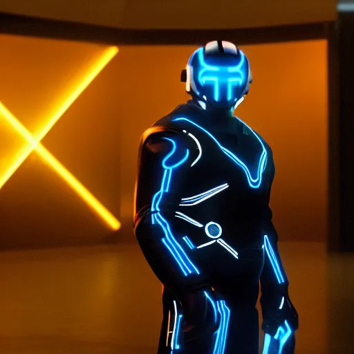 Image similar to jack black in the movie tron legacy ( 2 0 1 0 ), cinematic, film still