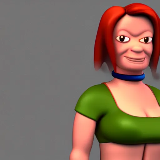 Image similar to leela from futurama, 3 d render