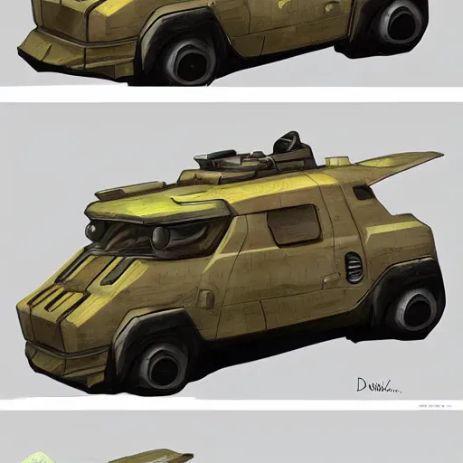 Image similar to 2d concept art of small vehicle by Dawid Michalczyk