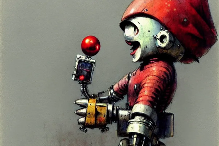 Image similar to adventurer ( ( ( ( ( 1 9 5 0 s retro future robot android knome clown. muted colors. ) ) ) ) ) by jean baptiste monge!!!!!!!!!!!!!!!!!!!!!!!!! chrome red