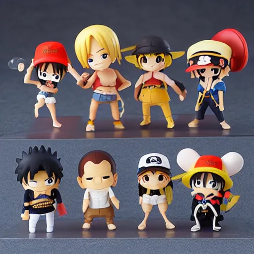 Image similar to high quality portrait flat matte painting of one piece in the style of nendoroid and Toon toys , flat anime style, thick painting, medium close-up