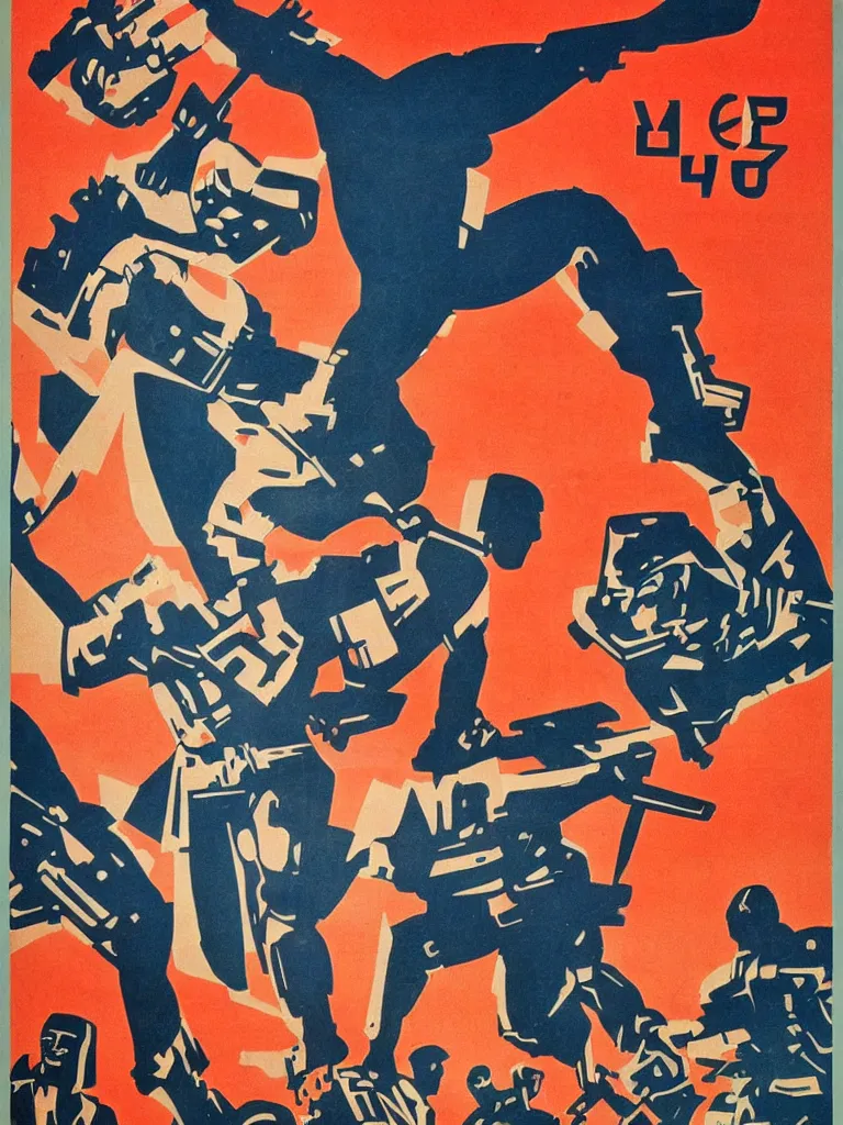 Prompt: soviet propaganda poster praising transhumanism and cyborgization