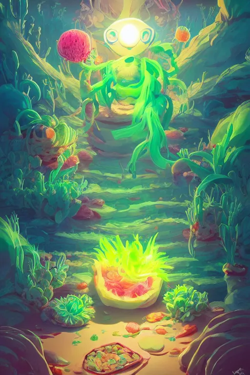 Image similar to roots cactus sushi cristal smurf ghost creature animal sushi cristal very big eye roots cactus elemental flush of force nature micro world fluo fishscale, behance hd by jesper ejsing, by rhads, makoto shinkai and lois van baarle, ilya kuvshinov, rossdraws radiating a glowing aura global illumination ray tracing hdr