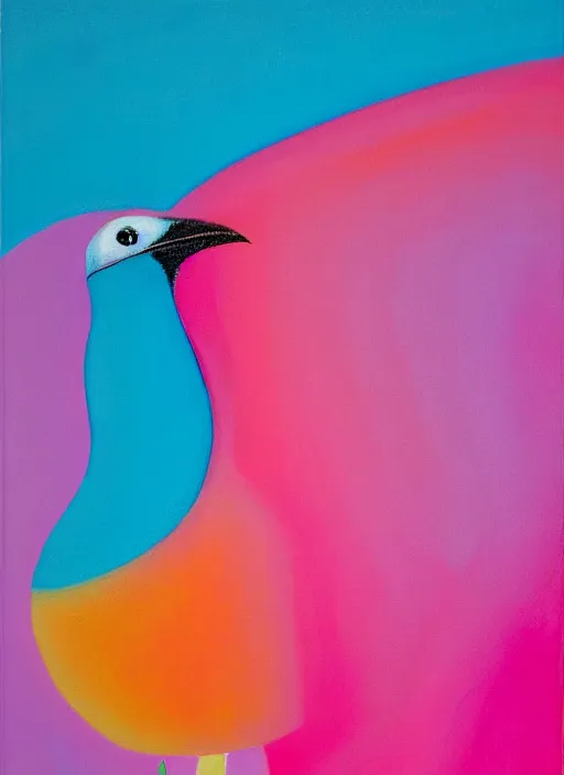 Image similar to a close up of a bird on a pink background, an airbrush painting by ronnie landfield, dribble, lyrical abstraction, airbrush art, ultrafine detail, matte background