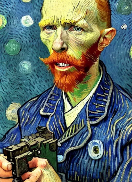 Image similar to hyper realistic charater in cape town painted by vincent van gogh by chiara bautista and norman rockwell and greg rutkowski weta studio, and lucasfilm