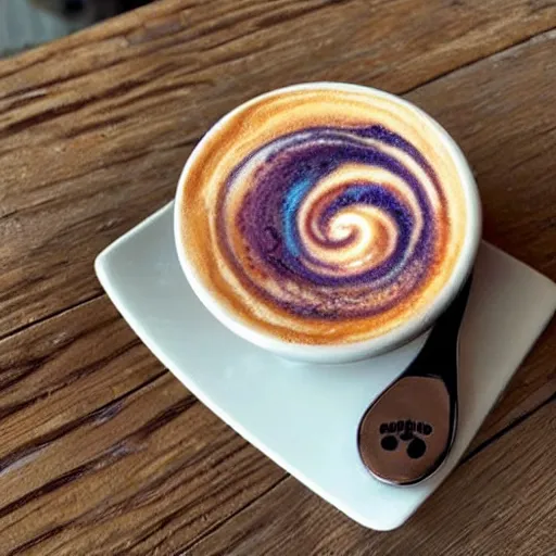 Prompt: spiral galaxy latte art