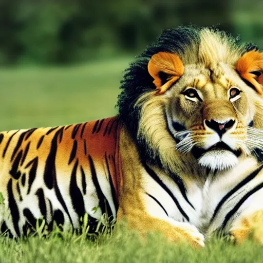 Image similar to Photo of a hybrid of a lion and a tiger