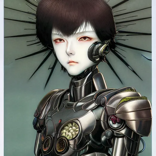 Prompt: prompt : photorealistic cinematic 3 d render of persona soft light painted by takato yamamoto, mecha attributes and armor, inspired by ghost in shell anime, smooth face feature, intricate oil painting, high detail, sharp high detail, manga and anime 1 9 8 0