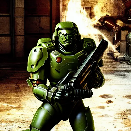 Image similar to doomguy rom doom 3, photography