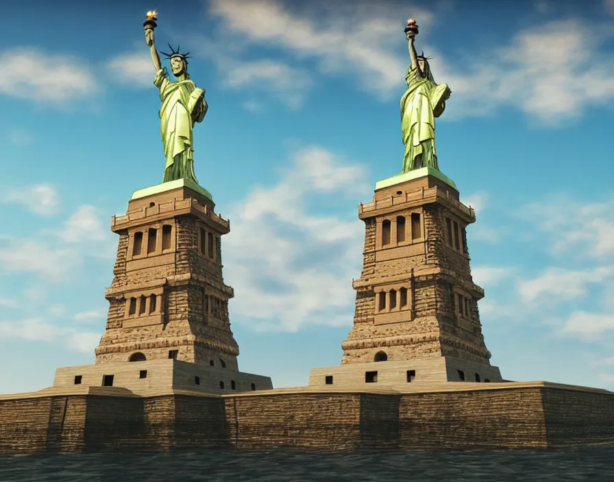 Image similar to statue of liberty but it's made from gold and sing a rap with diamond microphone, beautiful graphics, fantasy artwork, very beautiful scenery, hd, hdr, ue 5, ue 6, unreal engine 5, cinematic 4 k wallpaper, 8 k, ultra detailed