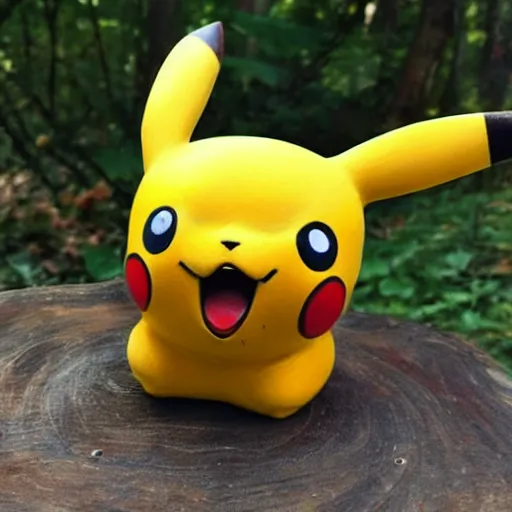 Image similar to Pikachu Sculpture made out of Wood