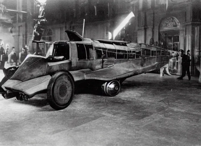 Prompt: flying police car from the 1912 science fiction film Blade Runner