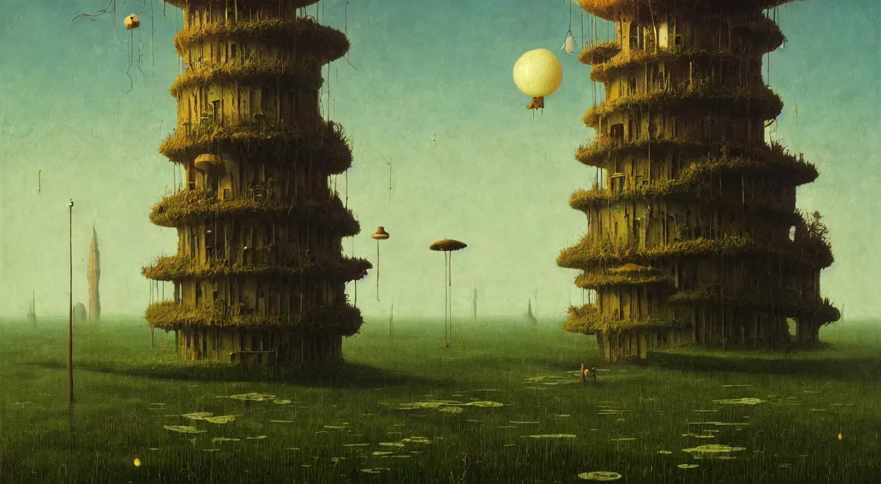 Image similar to single flooded simple! fungus tower clear empty sky, very coherent and colorful high contrast ultradetailed photorealistic masterpiece by bosch franz sedlacek dean ellis simon stalenhag rene magritte gediminas pranckevicius, dark shadows, sunny day, hard lighting