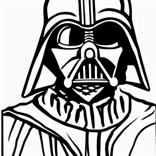 Image similar to a cartoon darth vader, high res, smooth lines