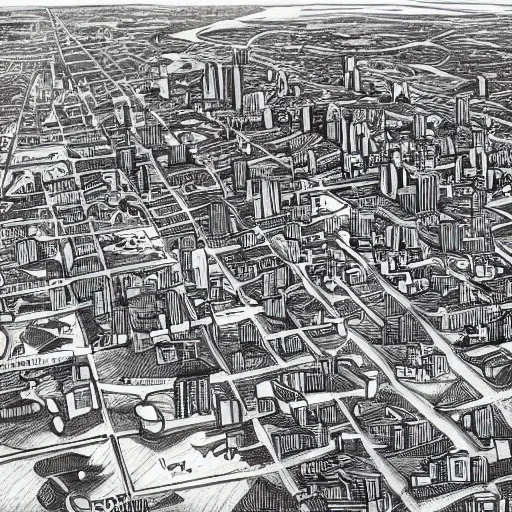 Image similar to hyperdetailed drawing of city of Buenos Aires