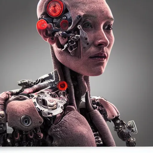 Image similar to ultra detailed, 4 k portrait of a cyborg by rachel ruysch