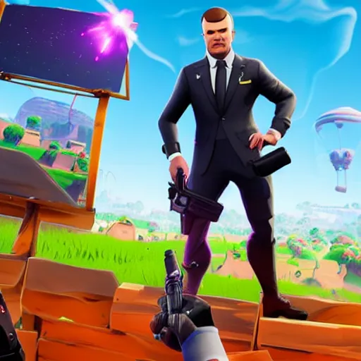 Image similar to macron in the video game fortnite