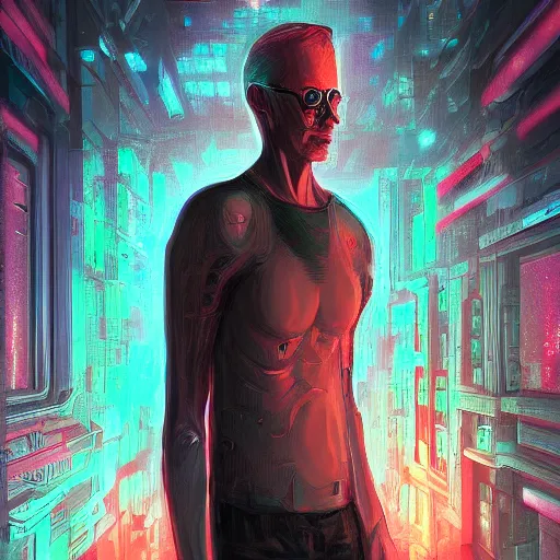 Prompt: neuromancer, painted by bobby chiu