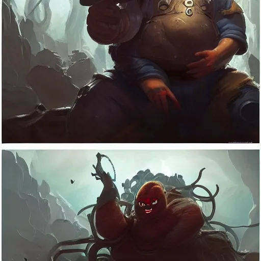 Image similar to a insanely detailed painting of a chubby unkempt masked superhero wearing a costume staring at the computer nervously and clicking on the mouse in the style of peter mohrbacher, dramatic lighting and composition, trending on artstation, concept art, comic book