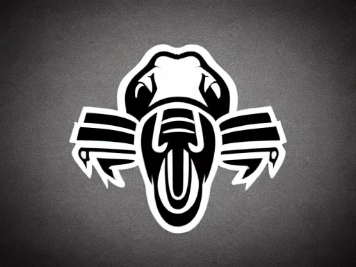 Image similar to stylized angry energetic dynamic simple wooly mammoth!!! sports logo!!! black and white logo inspiration