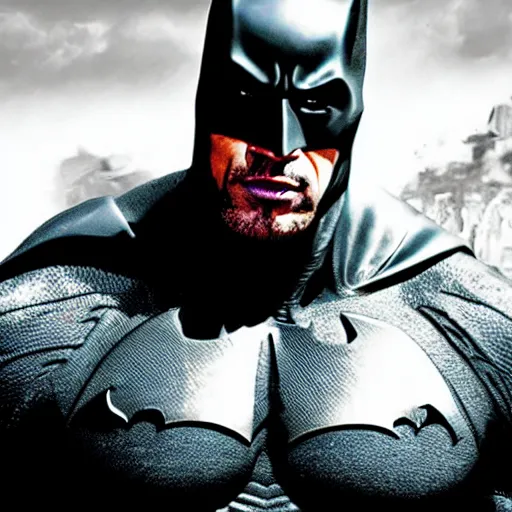 Prompt: Dwayne Johnson as batman , cinematic,